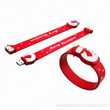 Bracelet USB Flash Drive, 128MB-64GB Capacities, Soft PVC, USB 2.0, Weight 17g, 5 Years Warranty